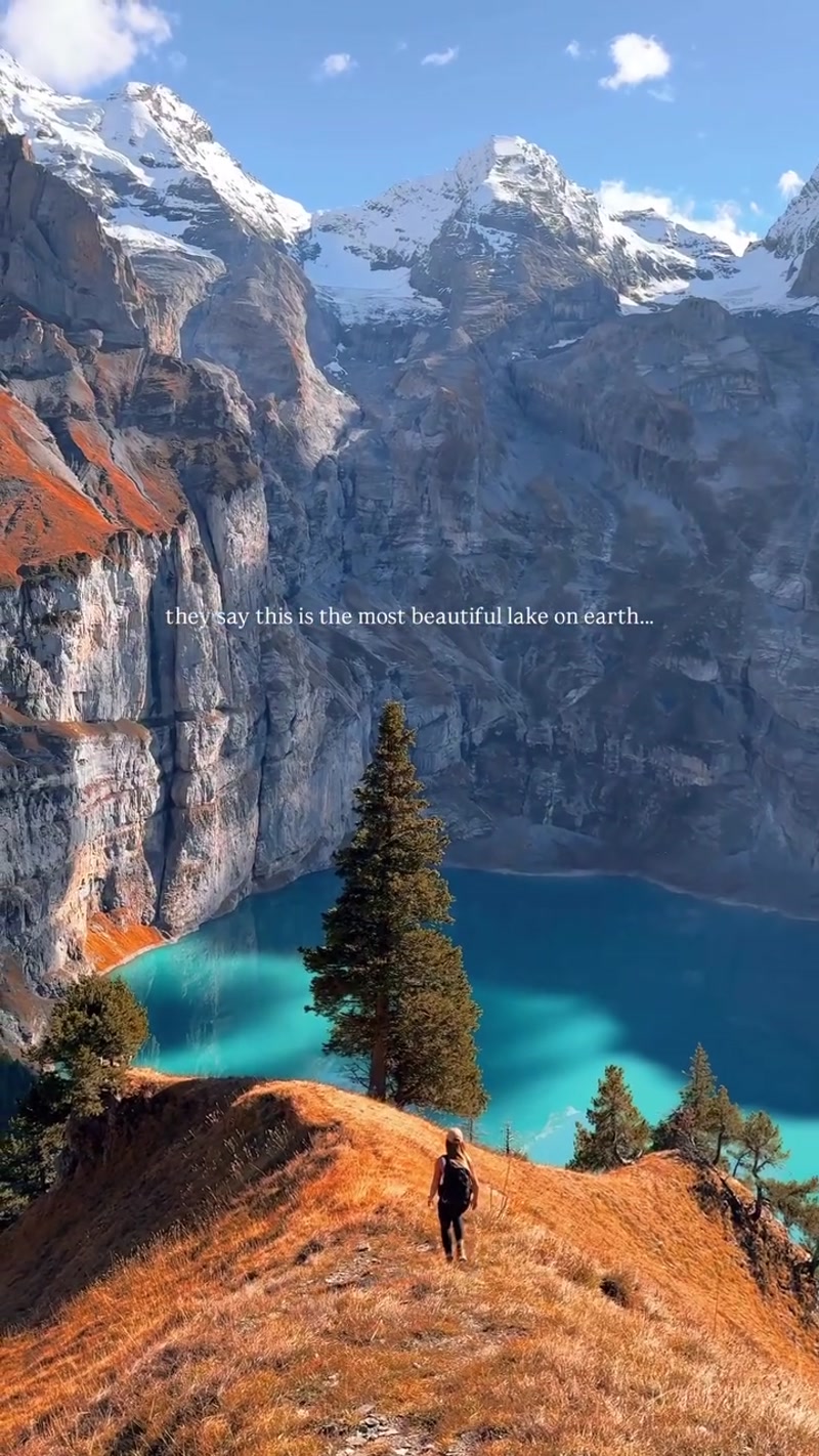 Travel photo of Oeschinensee, Kandersteg, Switzerland showing scenic views and attractions